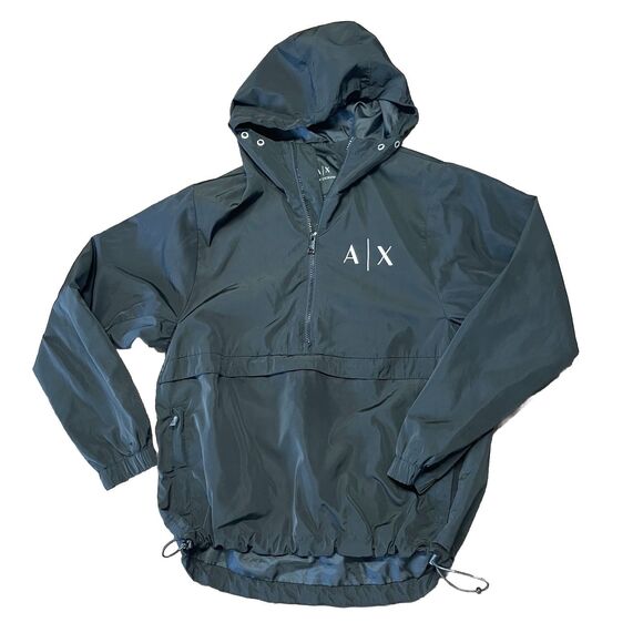 Armani Exchange Other - Armani Exchange A/X Windbreaker Jacket Mens XS Black Hooded 1/2 Zip Pullover